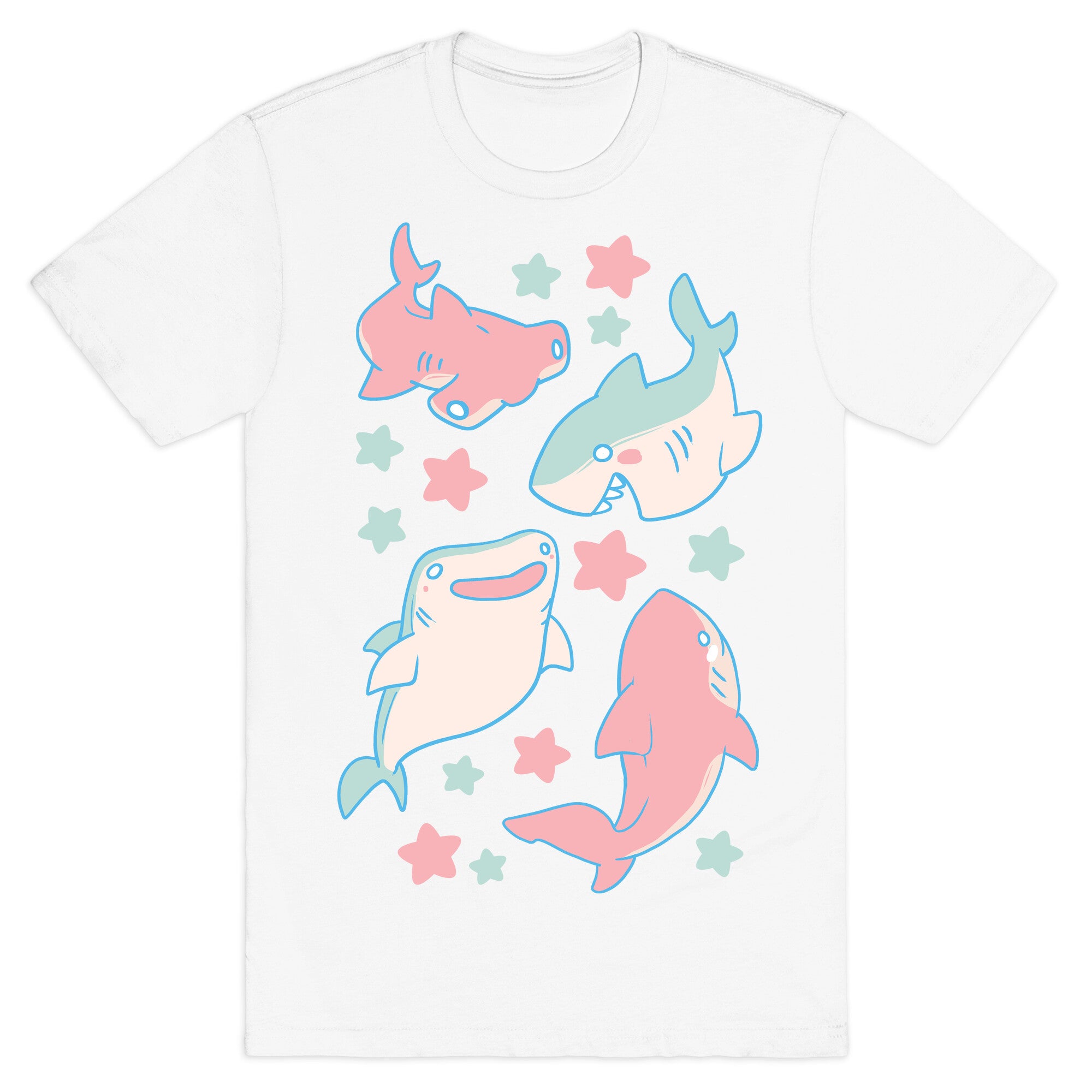 Happy Shark Pattern  T-Shirt